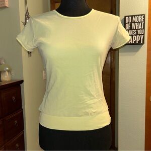 Espirit Y2K vintage yellow green short sleeve t-shirt mesh overlay size M